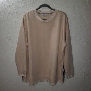 EUC Vineyard Vines XL Mens Pullover Sweater Striped Crewneck Cream Tan Stretch